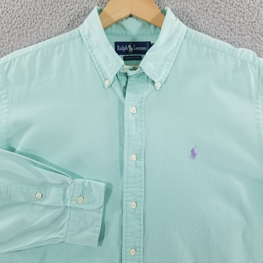 Ralph Lauren Shirt Mens XL Green Cotton Button Down Long Sleeve Big Oxford Pony